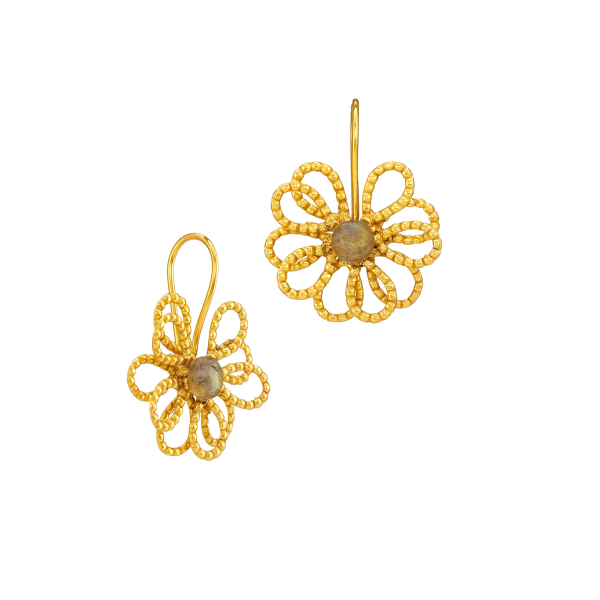 Ohrring aus Messing, vergoldet, Labradorit